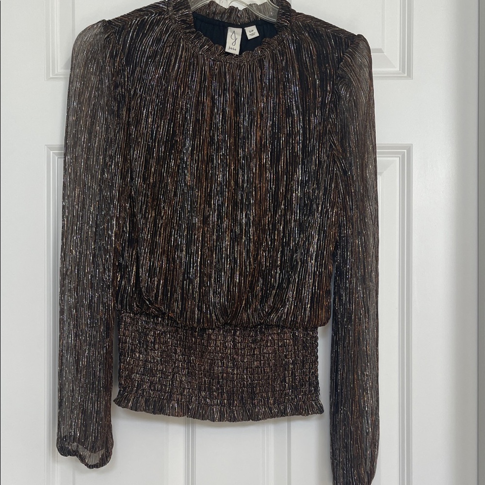 Joie Black and Brown Textured Blouse